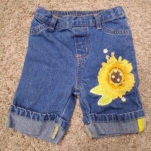 Beluga New York Sunflower Embroidered Blue Denim Pants Size 12 Months